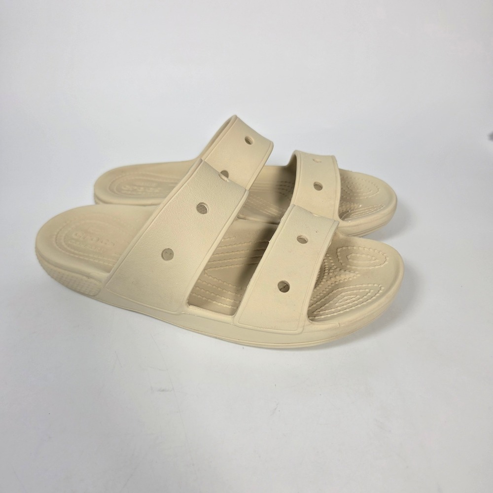 Crocs Classic Two Strap Slide Sandals Womens 10 Cream Beige Mens 8